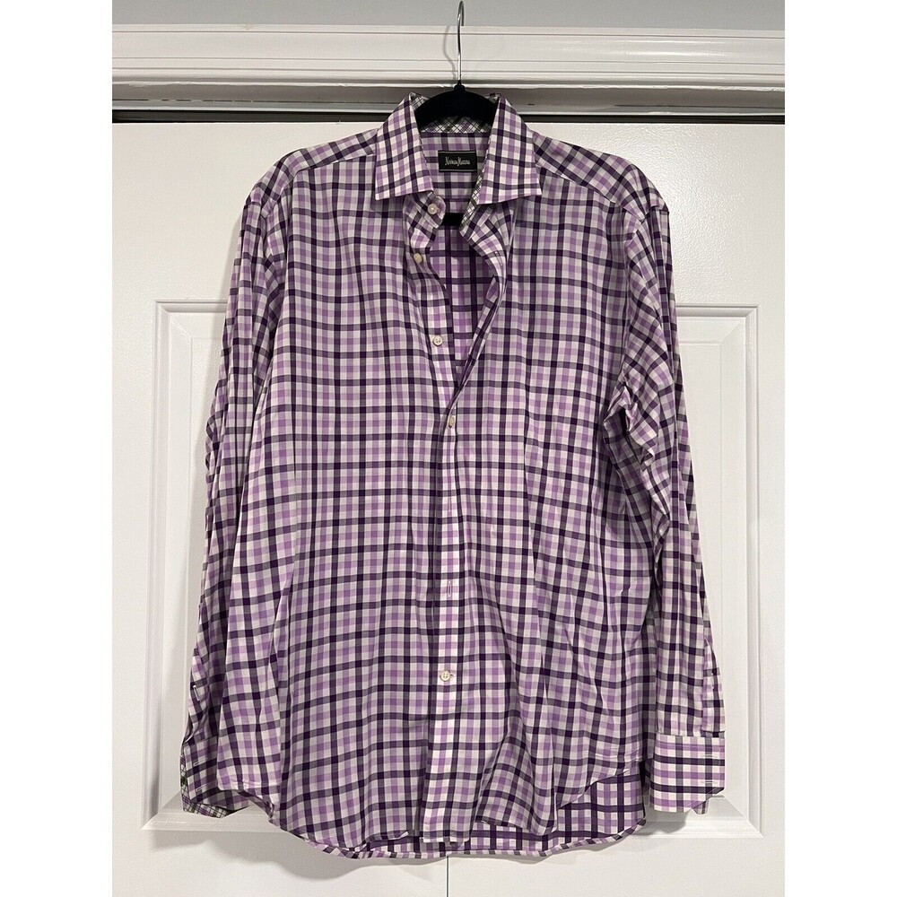 Nieman Marcus Men’s Long Sleeve‎ Button Down Shirt with Patterned Cuff